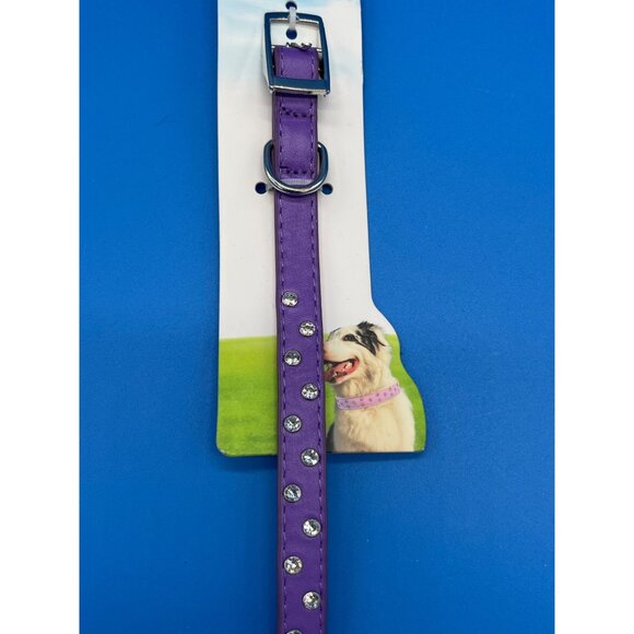 Purple Rhinestone Studded Pet Collar S Adjustable 14" - Picture 5 of 6